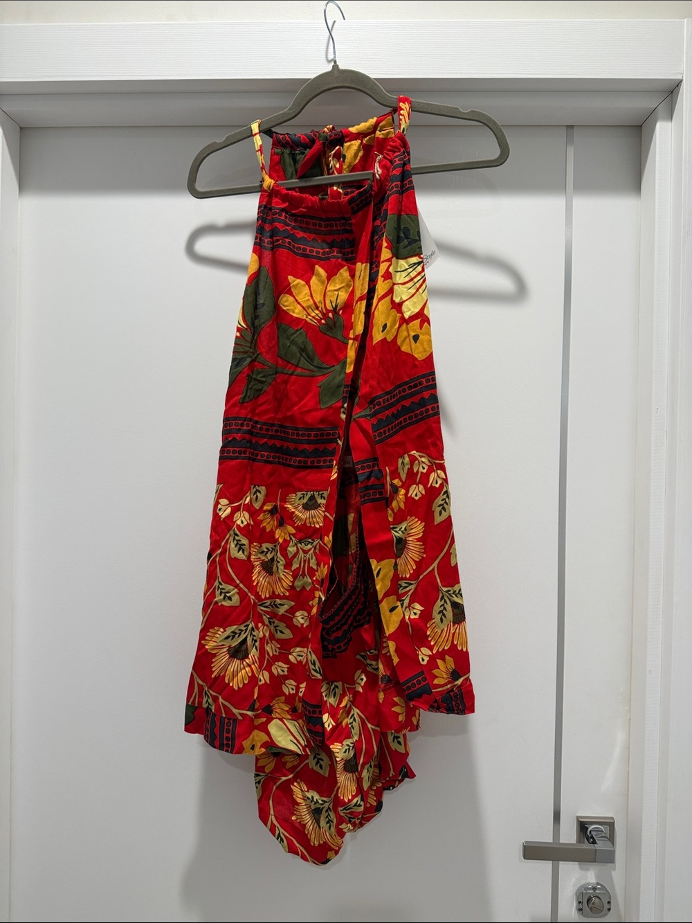 Red Floral Halter Summer Romper